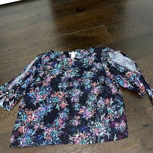 NWT - H&M Vintage Floral Cold Shoulder Blouse Size 12